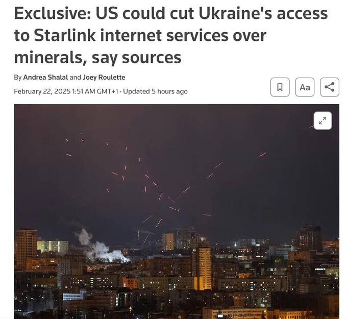 США пригрозили Украине отключить Starlink из-за незаконченного соглашения по добыче полезных ископаемых qkeidexidzziqqkkmp
